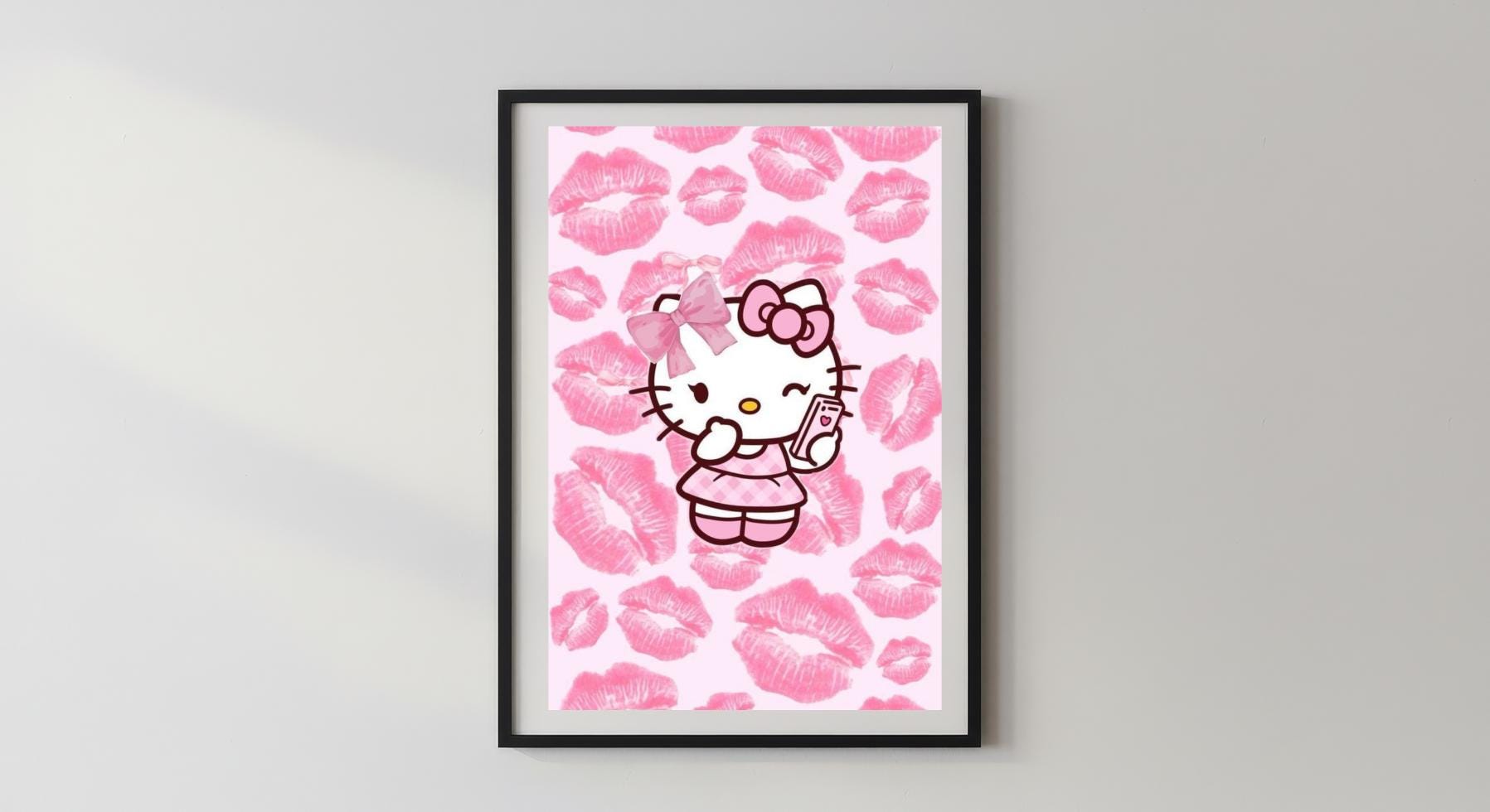 Wandbild - Hello Kitty Wandbilder Wanddekoration für Frauen Schlafzimmer Wohnzimmer Geschenkidee Mädchen Feminist Pop Art Poster Dekoration __etsy:7557644977