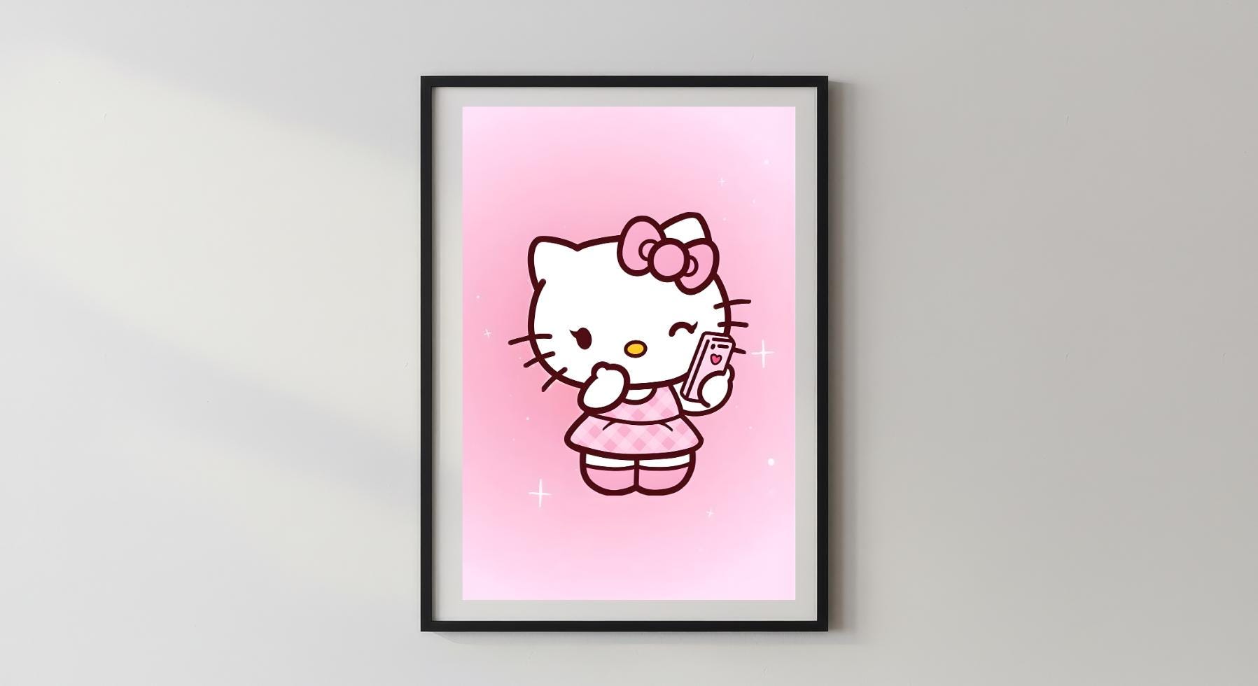 Wandbild - Hello Kitty Wandbilder Wanddekoration für Frauen Schlafzimmer Wohnzimmer Geschenkidee Mädchen Feminist Pop Art Poster Dekoration __etsy:7591218579