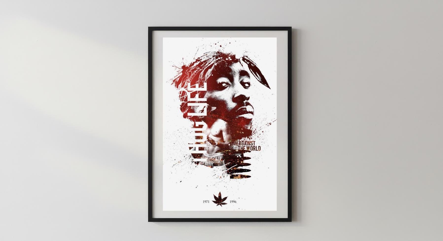 Wandbild - 2Pac Tupac Wanddekoration Dekoration für Schlafzimmer Wohnzimmer Wohnzimmerdekoration Sänger Rapper Legende Shakur Gang __etsy:7663035009
