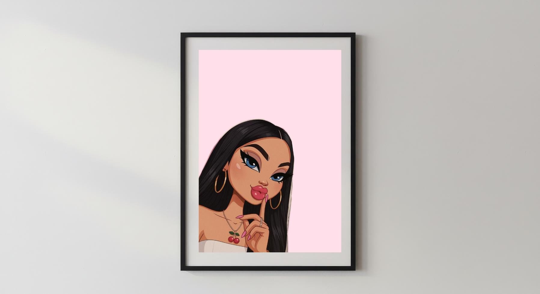 Wandbild - Pink Lady Poster Wohnaccessoires Dekoration Wanddeko Schlafzimmer Wohnzimmer Geschenkidee für Frauen/Mädchen Wanddesign Wall Art __etsy:7540137849