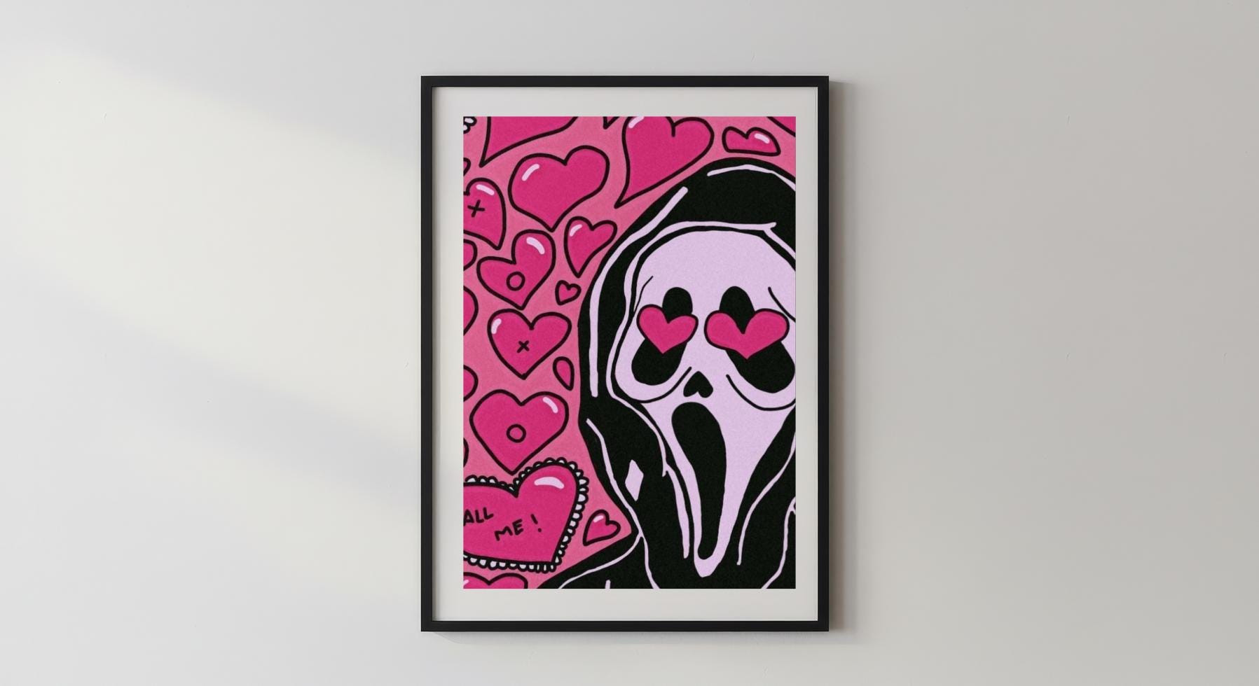 Wandbild - Scream Love Ghostface Poster Wohnaccessoires Dekoration Wanddeko Schlafzimmer Wohnzimmer Geschenkidee für Frauen/Mädchen __etsy:7492181366