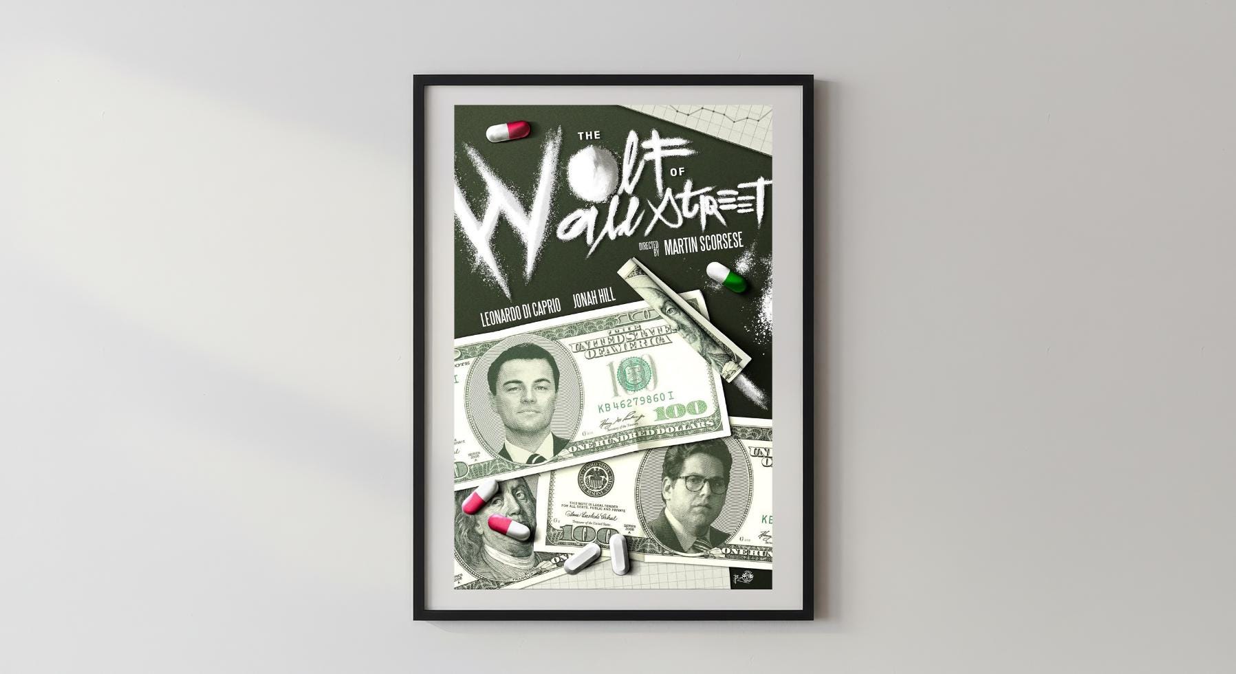 Wandbild - The Wolf of Wall Street Wanddekoration Alpacino für Schlafzimmer Wohnzimmer Pop Art Newspaper Poster Accessoire Movie Geschenkide __etsy:8161684715