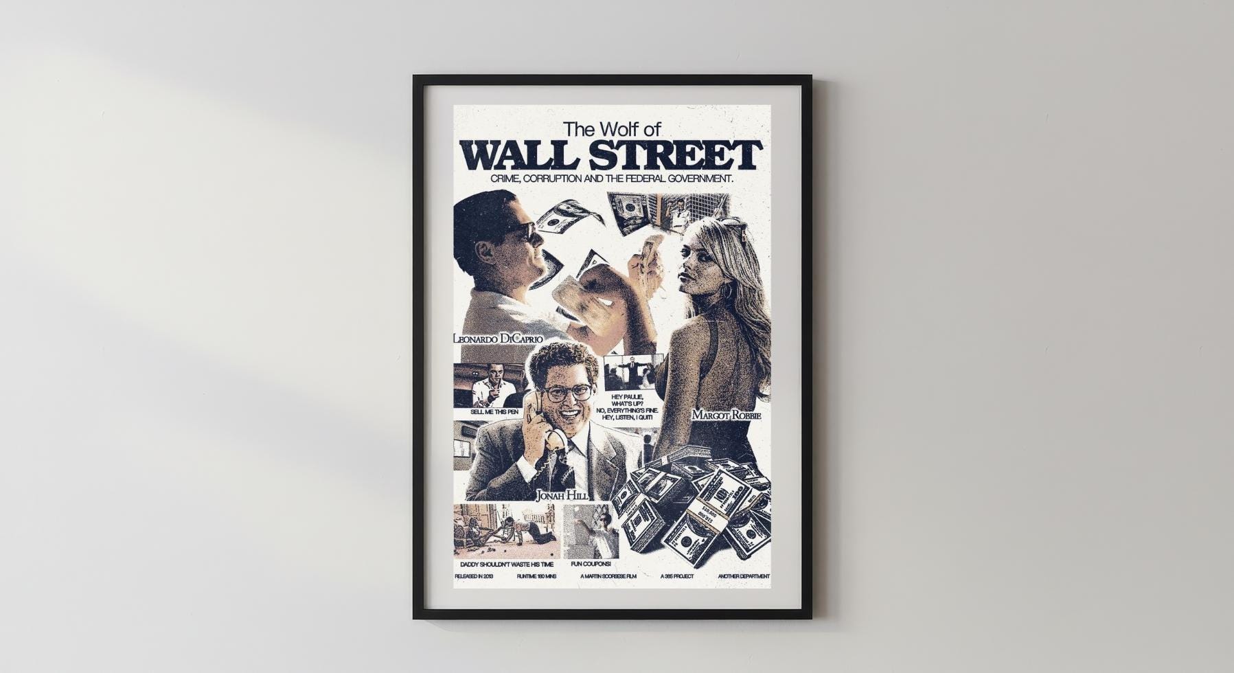 Wandbild - The Wolf of Wall Street Wanddekoration Alpacino für Schlafzimmer Wohnzimmer Pop Art Newspaper Poster Accessoire Movie Geschenkide __etsy:8161686339