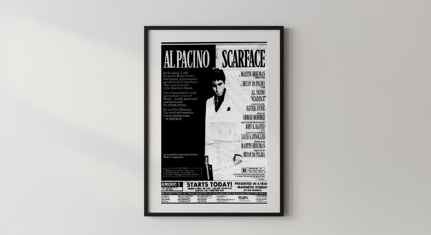 Wandbild - Tony Montana Scarface Wanddekoration Alpacino für Schlafzimmer Wohnzimmer Pop Art Newspaper Poster Accessoire Movie Geschenkidee __etsy:7492127942