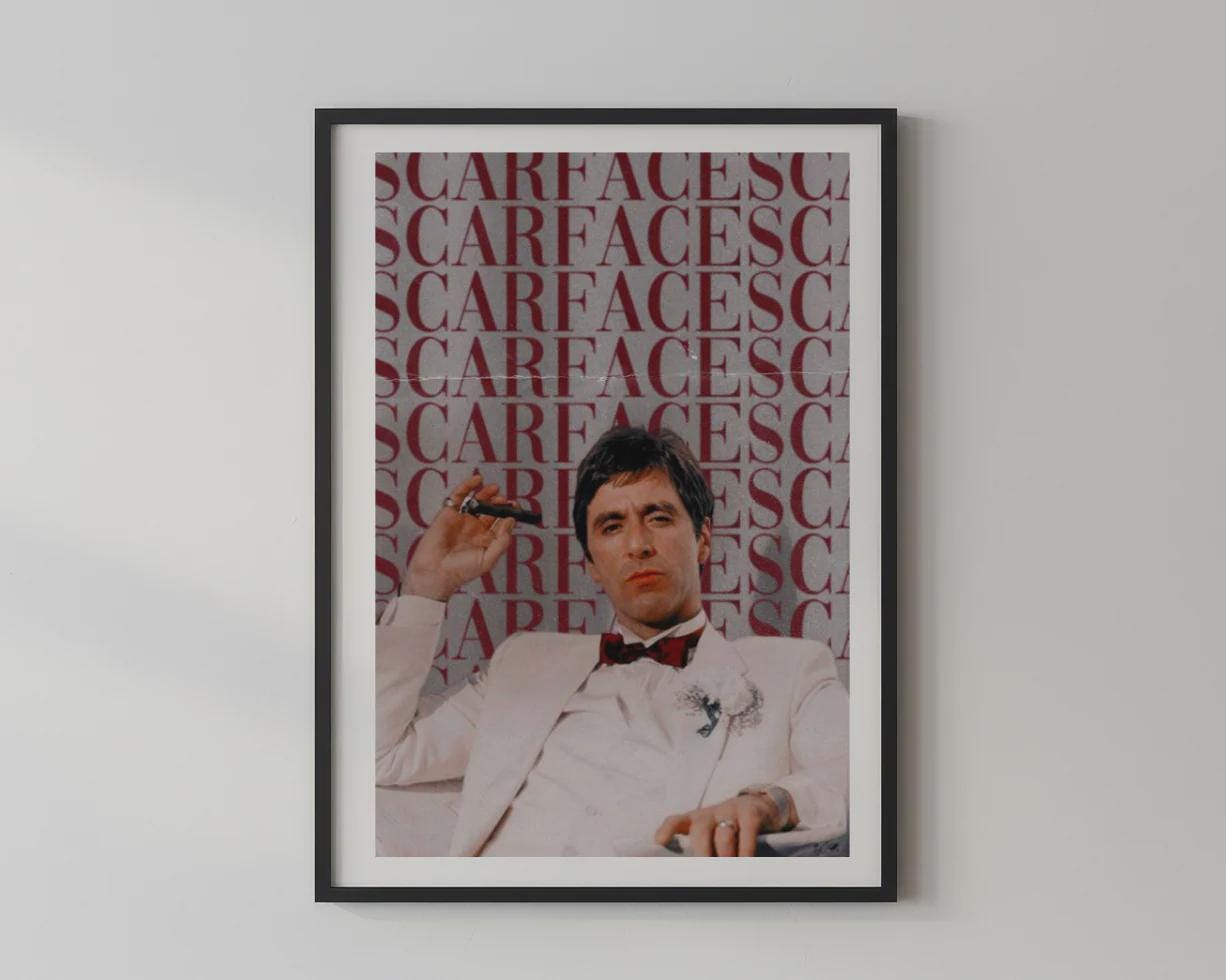 Wandbild - Tony Montana Scarface Wanddekoration Alpacino für Schlafzimmer Wohnzimmer Pop Art Newspaper Poster Accessoire Movie Geschenkidee __etsy:8108389942